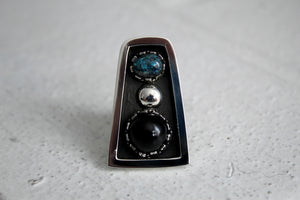 Size 7.5 Turquoise and Onyx Ring